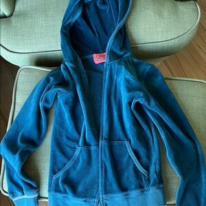 Women’s Teal Juicy Couture Hooded Zip-Up Velour Jacket